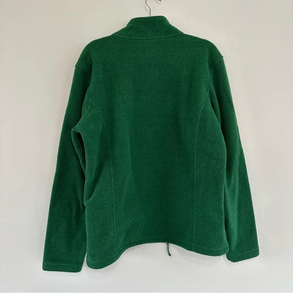 LL Bean Polartec Full Zip Trail Fleece Full Zip Green Size L w/ Pockets #284630 - Picture 2 of 5
